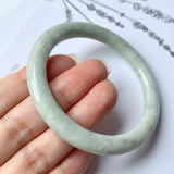 52.6mm A-Grade Natural Light Green Jadeite Traditional Round Bangle No.151955