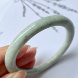 52.6mm A-Grade Natural Light Green Jadeite Traditional Round Bangle No.151955