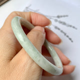 52.6mm A-Grade Natural Light Green Jadeite Traditional Round Bangle No.151955