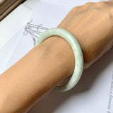 52.6mm A-Grade Natural Light Green Jadeite Traditional Round Bangle No.151955