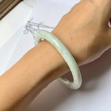 52.6mm A-Grade Natural Light Green Jadeite Traditional Round Bangle No.151955