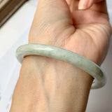 52.6mm A-Grade Natural Light Green Jadeite Traditional Round Bangle No.151955