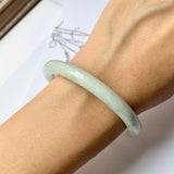 52.6mm A-Grade Natural Light Green Jadeite Traditional Round Bangle No.151955