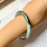 SOLD OUT: 51.5mm A-Grade Natural Green Jadeite Traditional Round Bangle No.151957