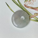 A-Grade Natural Light Lavender Green Jadeite Donut Pendant No.171316