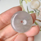 A-Grade Natural Light Lavender Green Jadeite Donut Pendant No.171316