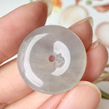 A-Grade Natural Light Lavender Green Jadeite Donut Pendant No.171316