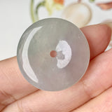 A-Grade Natural Light Lavender Green Jadeite Donut Pendant No.171316