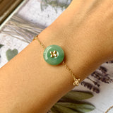 A-Grade Natural Green Jadeite Donut Bracelet (Lilac Flower) No.190352
