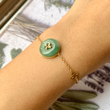 A-Grade Natural Green Jadeite Donut Bracelet (Lilac Flower) No.190352