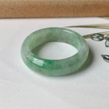 18.9mm A-Grade Natural Floral Imperial Green Jadeite Ring Band No.162144