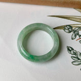 18.9mm A-Grade Natural Floral Imperial Green Jadeite Ring Band No.162144