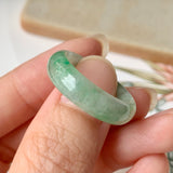 18.9mm A-Grade Natural Floral Imperial Green Jadeite Ring Band No.162144