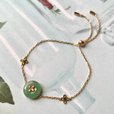 A-Grade Natural Green Jadeite Donut Bracelet (Lilac Flower) No.190351