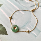 A-Grade Natural Green Jadeite Donut Bracelet (Lilac Flower) No.190351