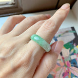 SOLD OUT: 19.1mm A-Grade Natural Floral Imperial Green Jadeite Ring Band No.162145