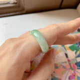 SOLD OUT: 19.1mm A-Grade Natural Floral Imperial Green Jadeite Ring Band No.162145