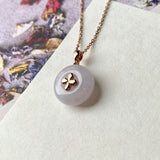 SOLD OUT : A-Grade Lavender Jadeite Donut Pendant (Lilac Flower) No.171951
