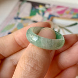 18.9mm A-Grade Natural Floral Imperial Green Jadeite Ring Band No.162146