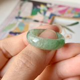 18.9mm A-Grade Natural Floral Imperial Green Jadeite Ring Band No.162146
