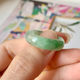 18.9mm A-Grade Natural Floral Imperial Green Jadeite Ring Band No.162146