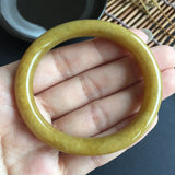 50mm A-Grade Yellow Jadeite Traditional Oval Bangle No.151296