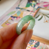 18.9mm A-Grade Natural Floral Imperial Green Jadeite Ring Band No.162146