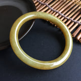50mm A-Grade Yellow Jadeite Traditional Oval Bangle No.151296