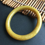 50mm A-Grade Yellow Jadeite Traditional Oval Bangle No.151296