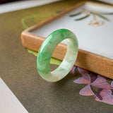 SOLD OUT: 17.8mm A-Grade Natural Floral Imperial Green Jadeite Ring Band No.162147