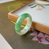 SOLD OUT: 17.8mm A-Grade Natural Floral Imperial Green Jadeite Ring Band No.162147