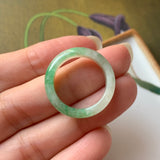 SOLD OUT: 17.8mm A-Grade Natural Floral Imperial Green Jadeite Ring Band No.162147