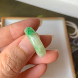 SOLD OUT: 17.8mm A-Grade Natural Floral Imperial Green Jadeite Ring Band No.162147