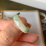 SOLD OUT: 17.8mm A-Grade Natural Floral Imperial Green Jadeite Ring Band No.162147