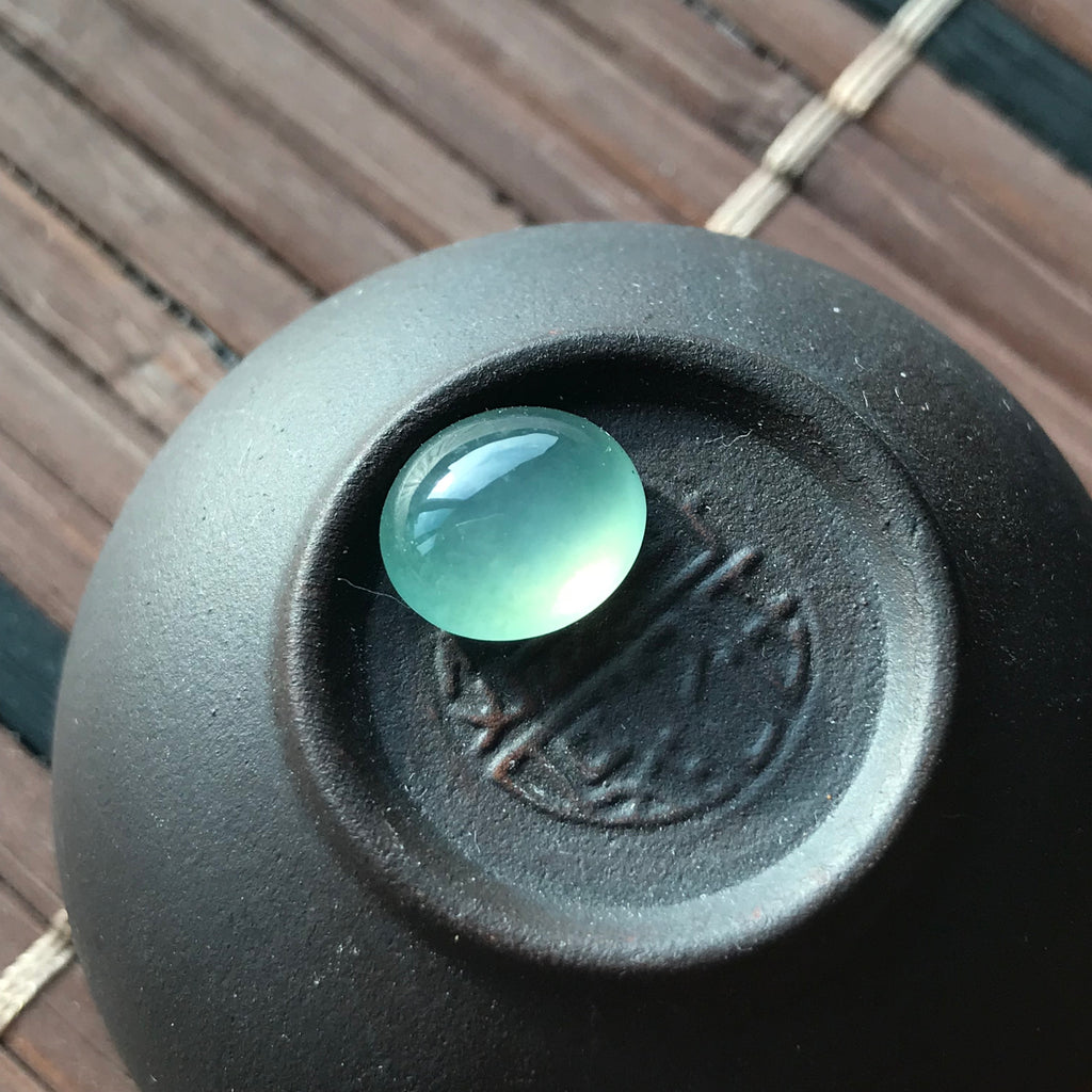 Icy A-Grade Natural Tiffany Green Jadeite Cabochon Piece No.130018