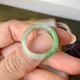 SOLD OUT: 17.8mm A-Grade Natural Floral Imperial Green Jadeite Ring Band No.162147