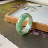 18.8mm A-Grade Natural Floral Imperial Green Jadeite Ring Band No.162148