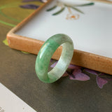 18.8mm A-Grade Natural Floral Imperial Green Jadeite Ring Band No.162148