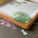 18.8mm A-Grade Natural Floral Imperial Green Jadeite Ring Band No.162148