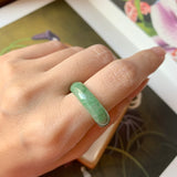 18.8mm A-Grade Natural Floral Imperial Green Jadeite Ring Band No.162148