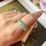 18.8mm A-Grade Natural Floral Imperial Green Jadeite Ring Band No.162148