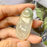 A-Grade Natural Floral Jadeite Pendant with Carvings (Rabbit and Ruyi) No.170807