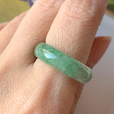 18.8mm A-Grade Natural Floral Imperial Green Jadeite Ring Band No.162148