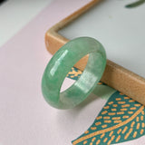 18.8mm A-Grade Natural Floral Imperial Green Jadeite Ring Band No.162149