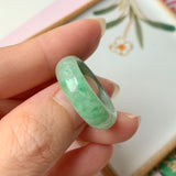 18.8mm A-Grade Natural Floral Imperial Green Jadeite Ring Band No.162149
