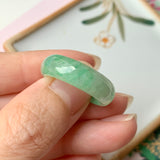 18.8mm A-Grade Natural Floral Imperial Green Jadeite Ring Band No.162149