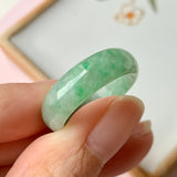 18.8mm A-Grade Natural Floral Imperial Green Jadeite Ring Band No.162149