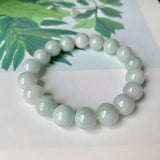 10.2mm A-Grade Natural Light Green Jadeite Beaded Bracelet No.190327