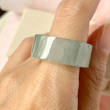 SOLD OUT: 20.4mm Icy A-Grade Natural Greyish Blue Jadeite Ring Band No.162286