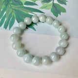 10.2mm A-Grade Natural Light Green Jadeite Beaded Bracelet No.190327